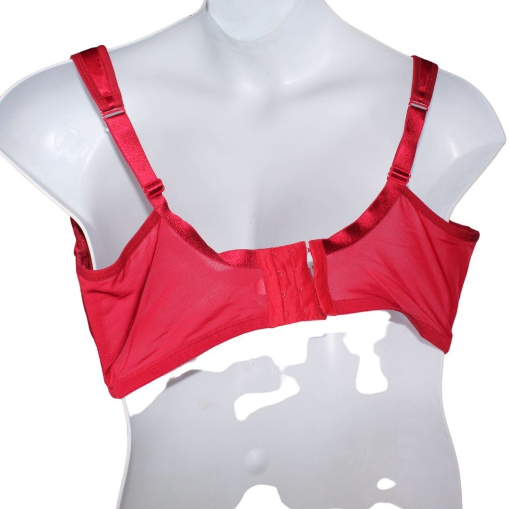 Cacique 44H Red Rhinestone Embellishment Full Coverage, Underwire Padded Cup Bra - Picture 4 of 8